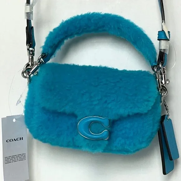 COACH x Lil Nas X Tabby 12 Shearling 2 Way Bag Montero Blue CP940 - Picture 5 of 14